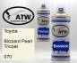 Preview: Toyota, Blizzard Pearl Tricoat, 070: 400ml Sprühdose + 400ml Klarlack - Set, von ATW Autoteile West.
